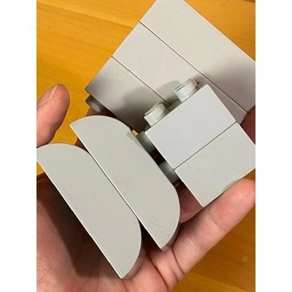 Lego Duplo Light Gray Bricks Lot 7pc 2x4 2x2 Curved Slopes 2002 Vintage Pieces